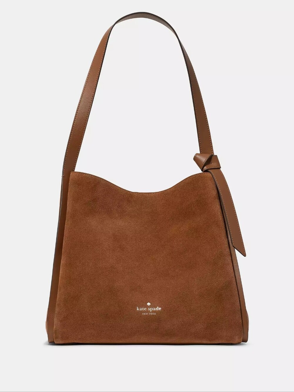 Kate Spade Knott Suede Large Carryall Silver/Warm Gingerbread NWT